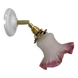 Vintage tulip wall lamp in white and pink frosted glass