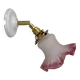 Vintage tulip-shaped lamp in frosted white and pink glass.