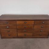 Banque de magasin à tiroirs en chêne