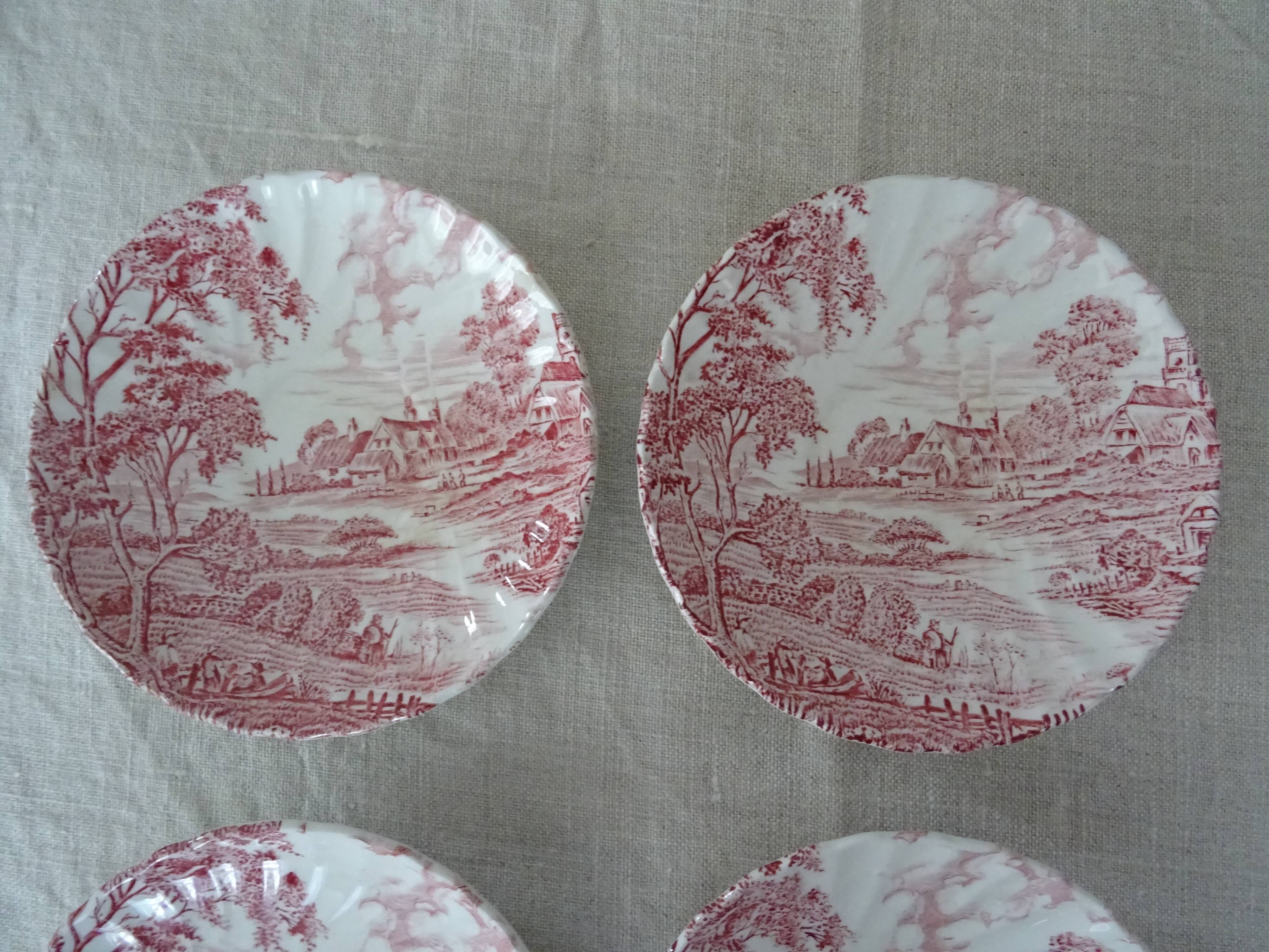 4 cups ridgway staffordshire england ironstone porcelain pink décor