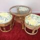 Vintage pouf  in rattan and bamboo