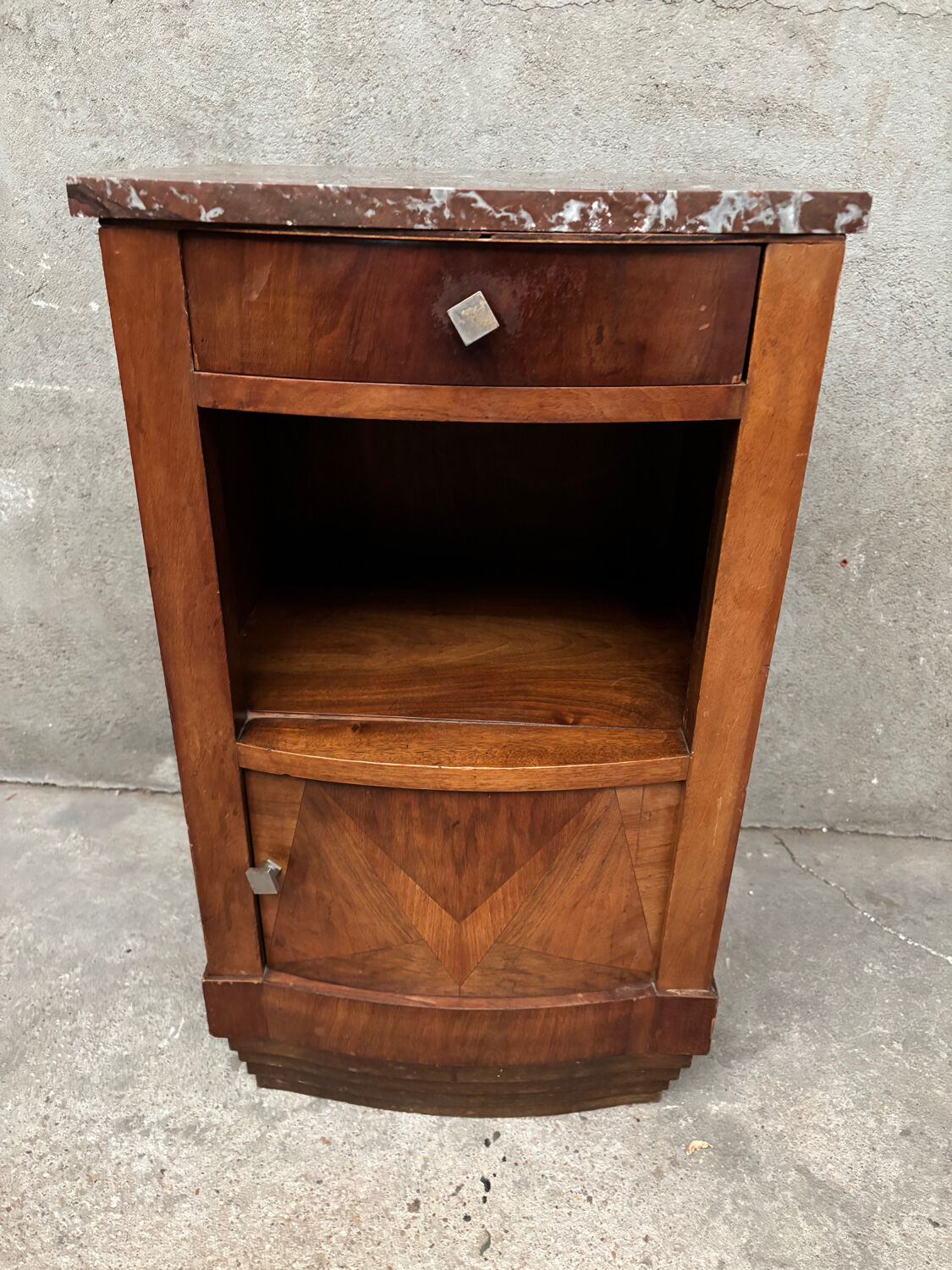 Art Deco bedside table in wood and marble
