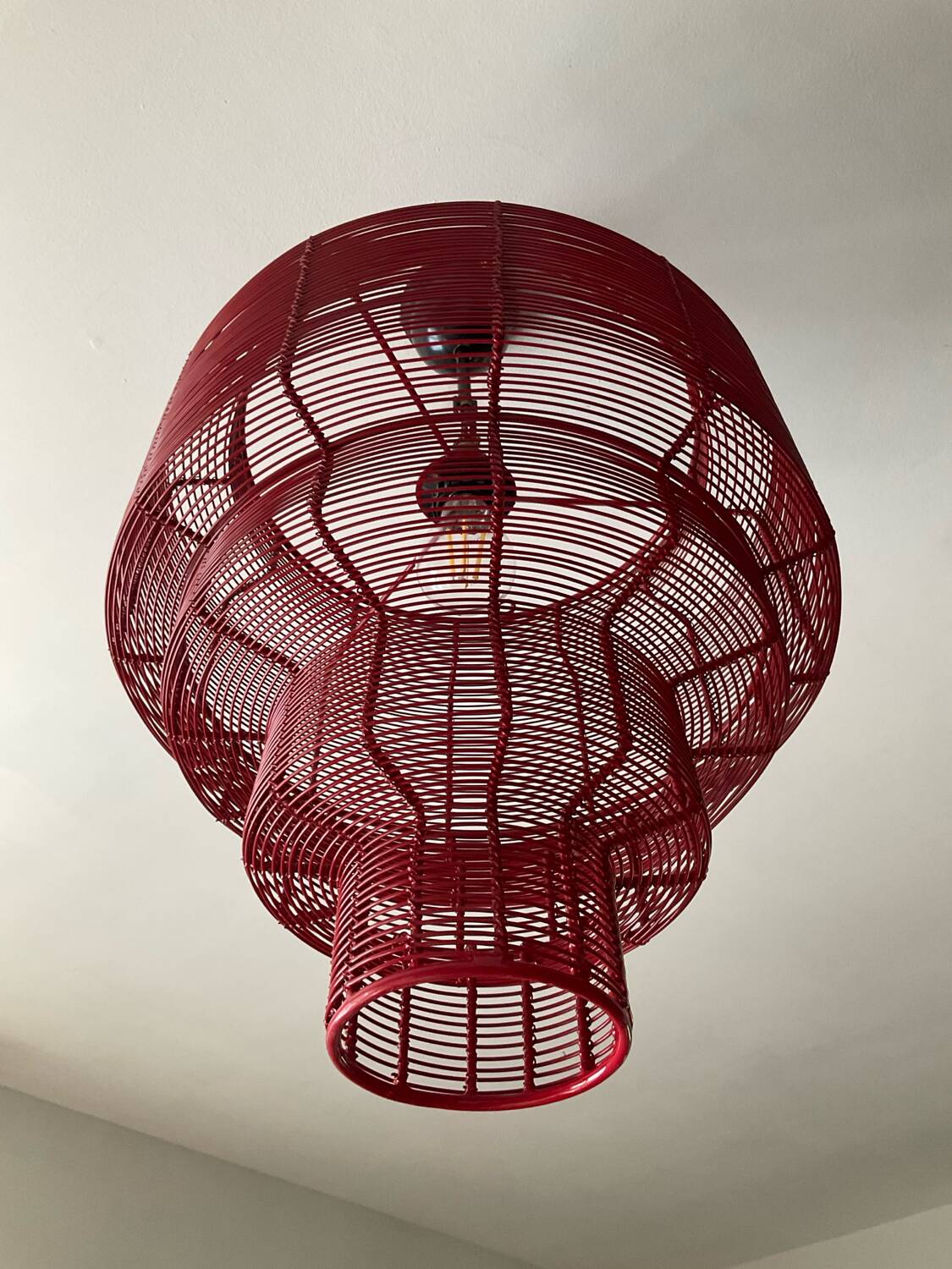 Vintage metal cage chandelier from the 80s