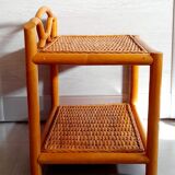 60s rattan bedside table