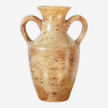 Amphora-shaped pyrite stoneware vase, vintage