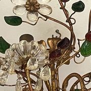Floral chandelier Banci Firenze with 6 lights, coloured glass and gold metal.