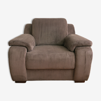 Seventies armchair in brown corduroy