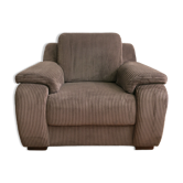 Fauteuil seventies en velours côtelé marron