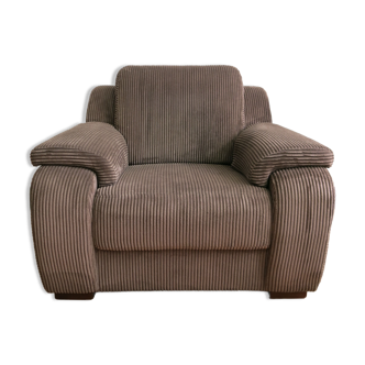 Seventies armchair in brown corduroy