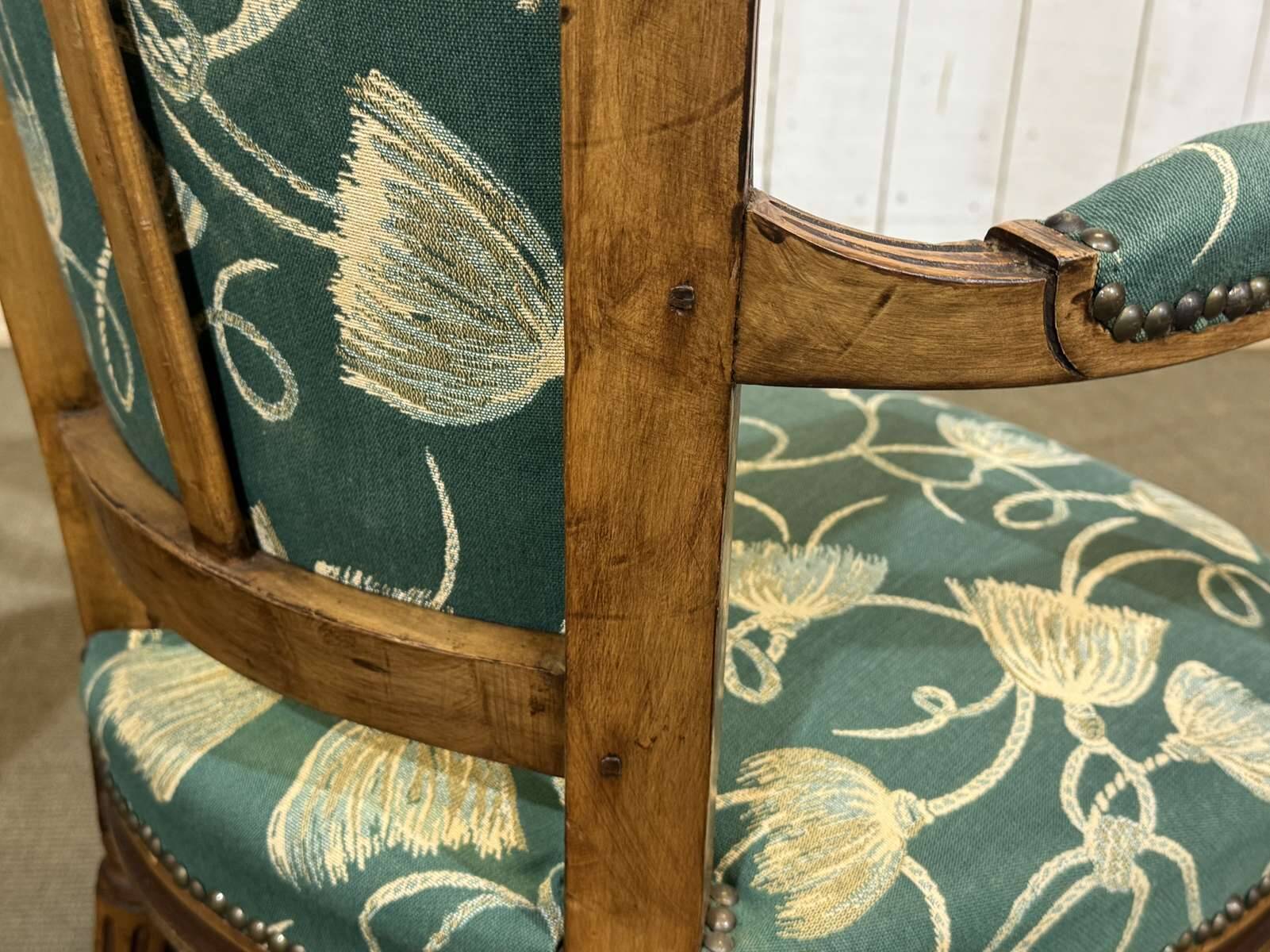 Pair of Louis XVI style armchairs in beech from the 19th century.