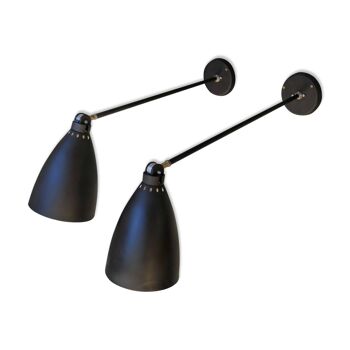 Pair of industrial arm wall lights, 60 years