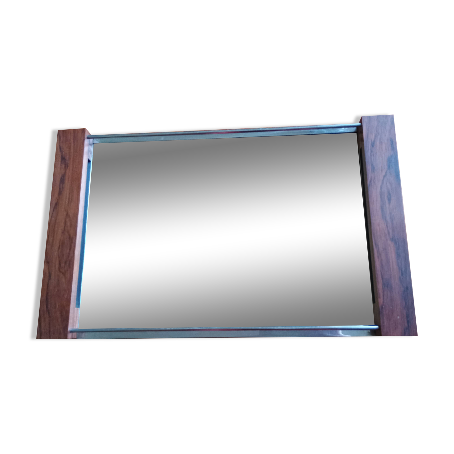 Modern tray - glass and rosewood - vintage