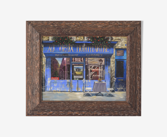Paris Cafe 'Au Vieux Montmartre' - Oil on Canvas