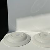 Set of 2 blue deep plates, Saint Amand earthenware, La Baule model, hand painted