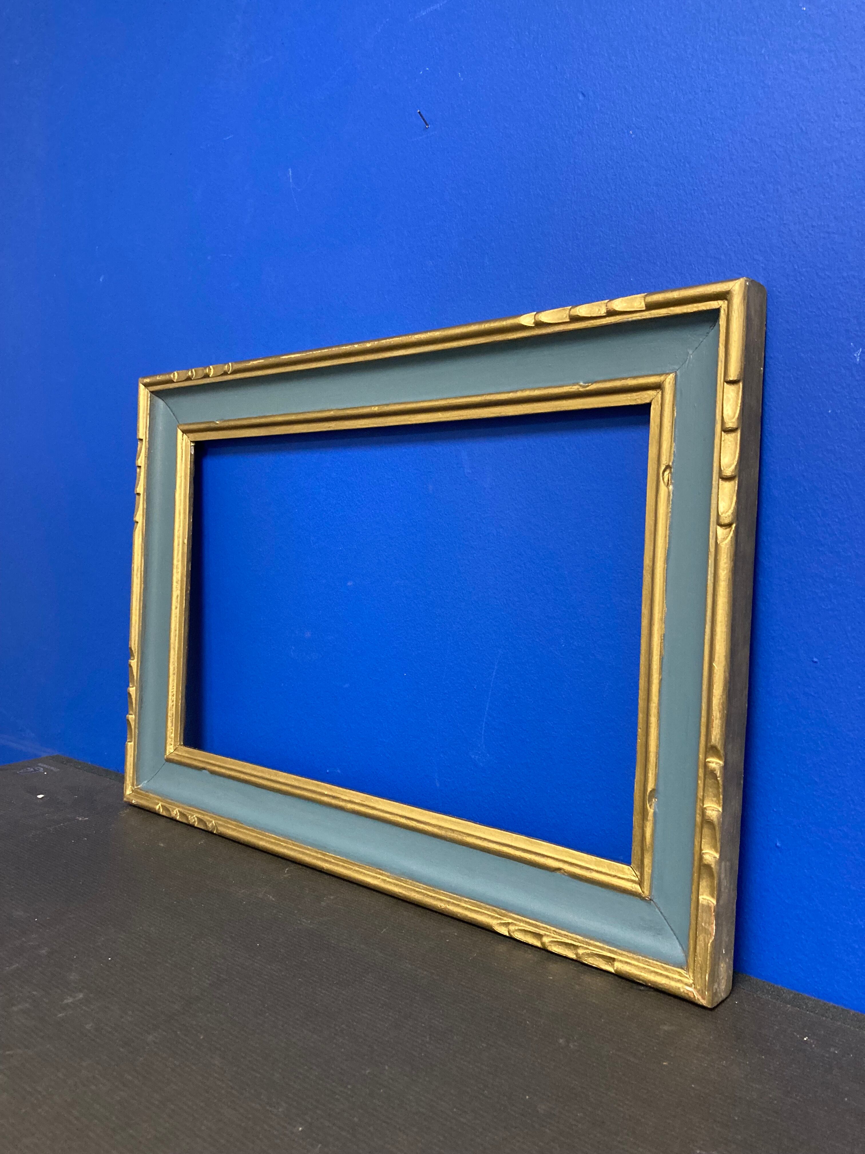 Cadre vintage bleu et or
