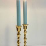 Pair of vintage golden metal candle holders