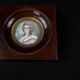 Framed 19th-century miniature gouache portrait of an aristocratic woman