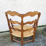 Provencal double armchair with woven rush in walnut