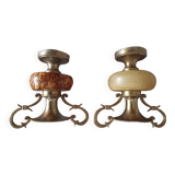 Petits vases  marbre et laiton
