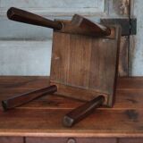 Brutalist wooden stool, vintage side stool, plant stand.