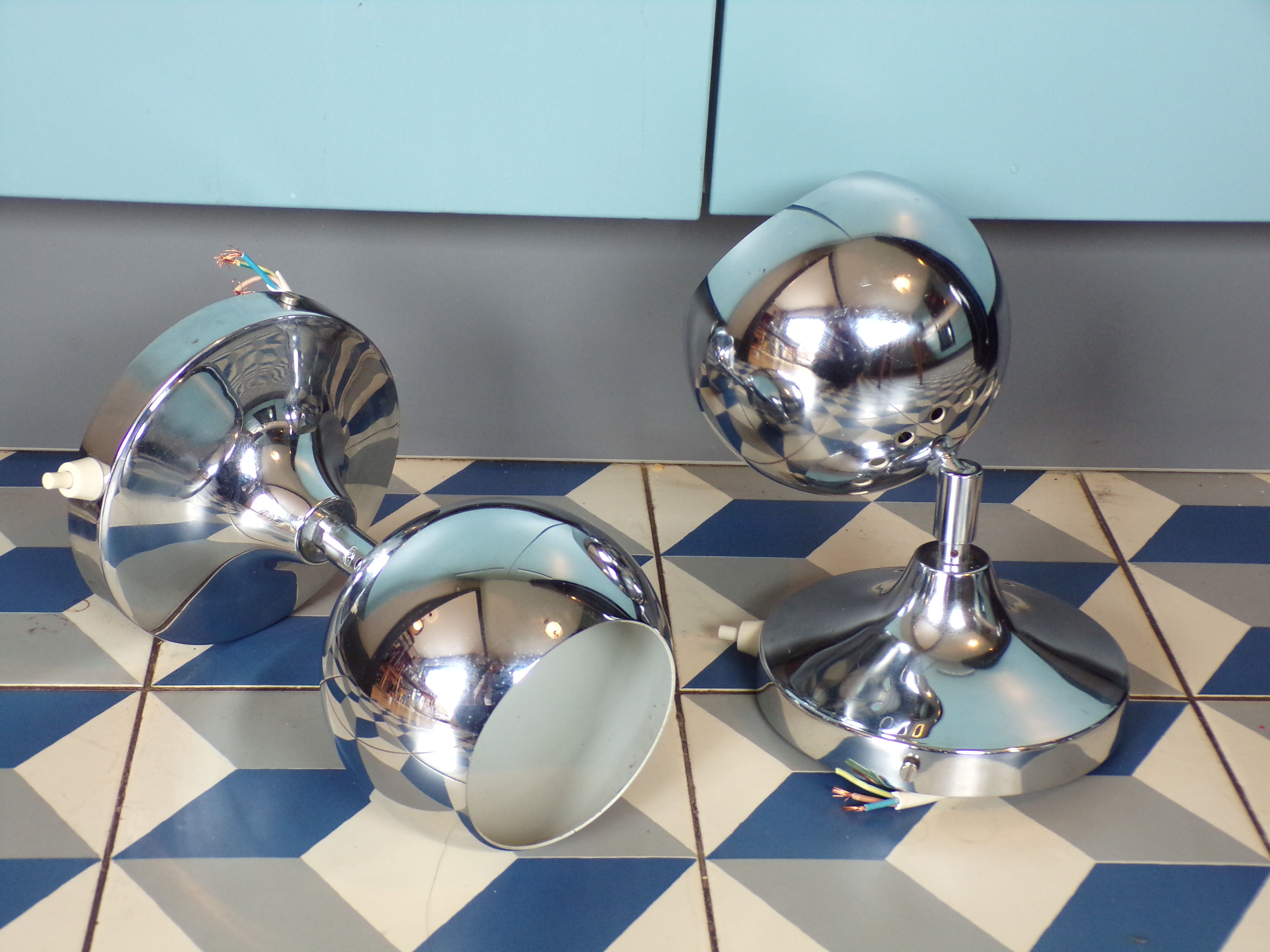 Pair of Lambert Rohrer eye-ball wall lamps
