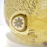 Pichet en verre soufflé à la main en opaline jaune postmoderne avec murrines et paillettes d'argent