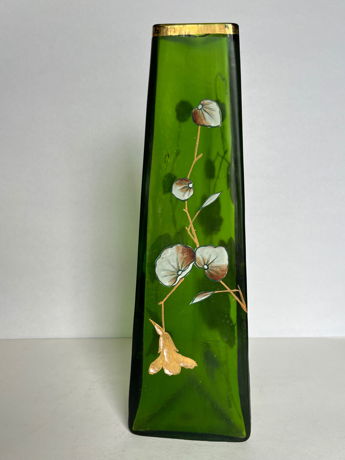 Art Nouveau vase in painted glass