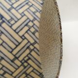 Wood and brass floor lamp