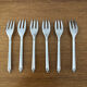 6 silver metal dessert forks