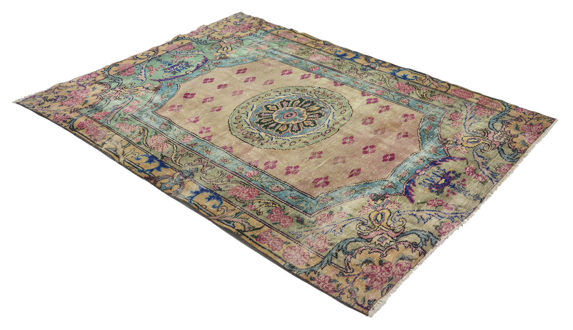 Anatolian handmade vintage rug 254 cm x 182 cm