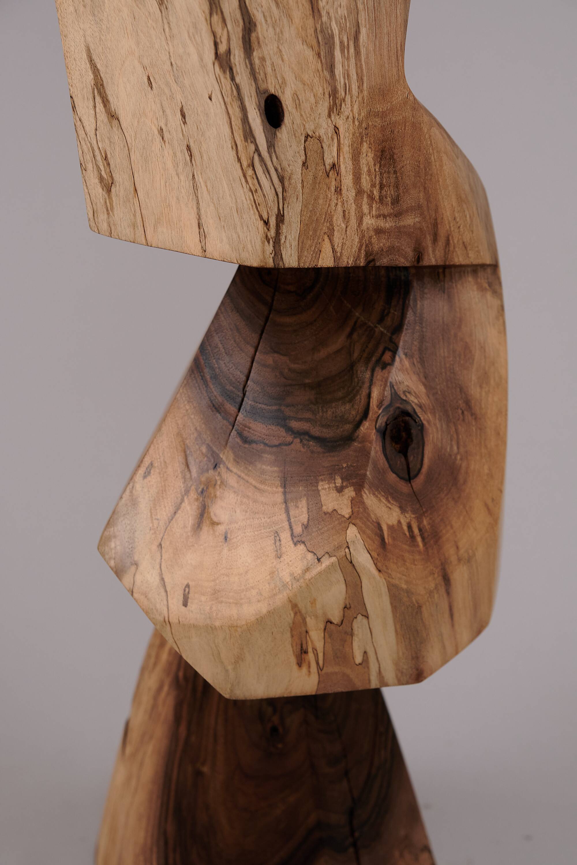 Solid wood sculptural side table, original contemporary design, logniture