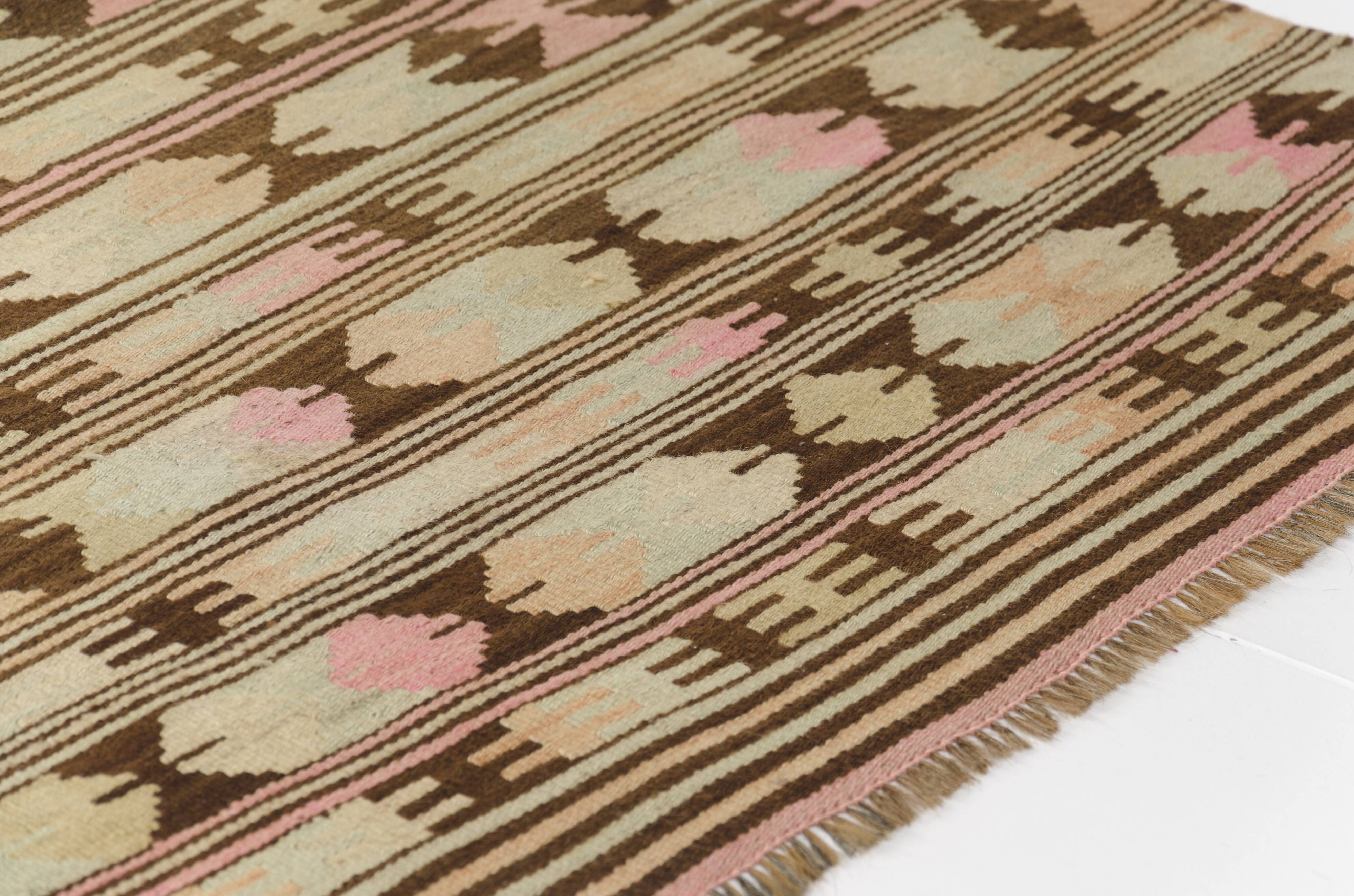 Vintage Turkish Kilim Rug, Handwoven Anatolian Accent Rug, Soft Kilimsku143