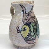 Toledo ceramic pitcher by Pablo Sanguino fish decoration