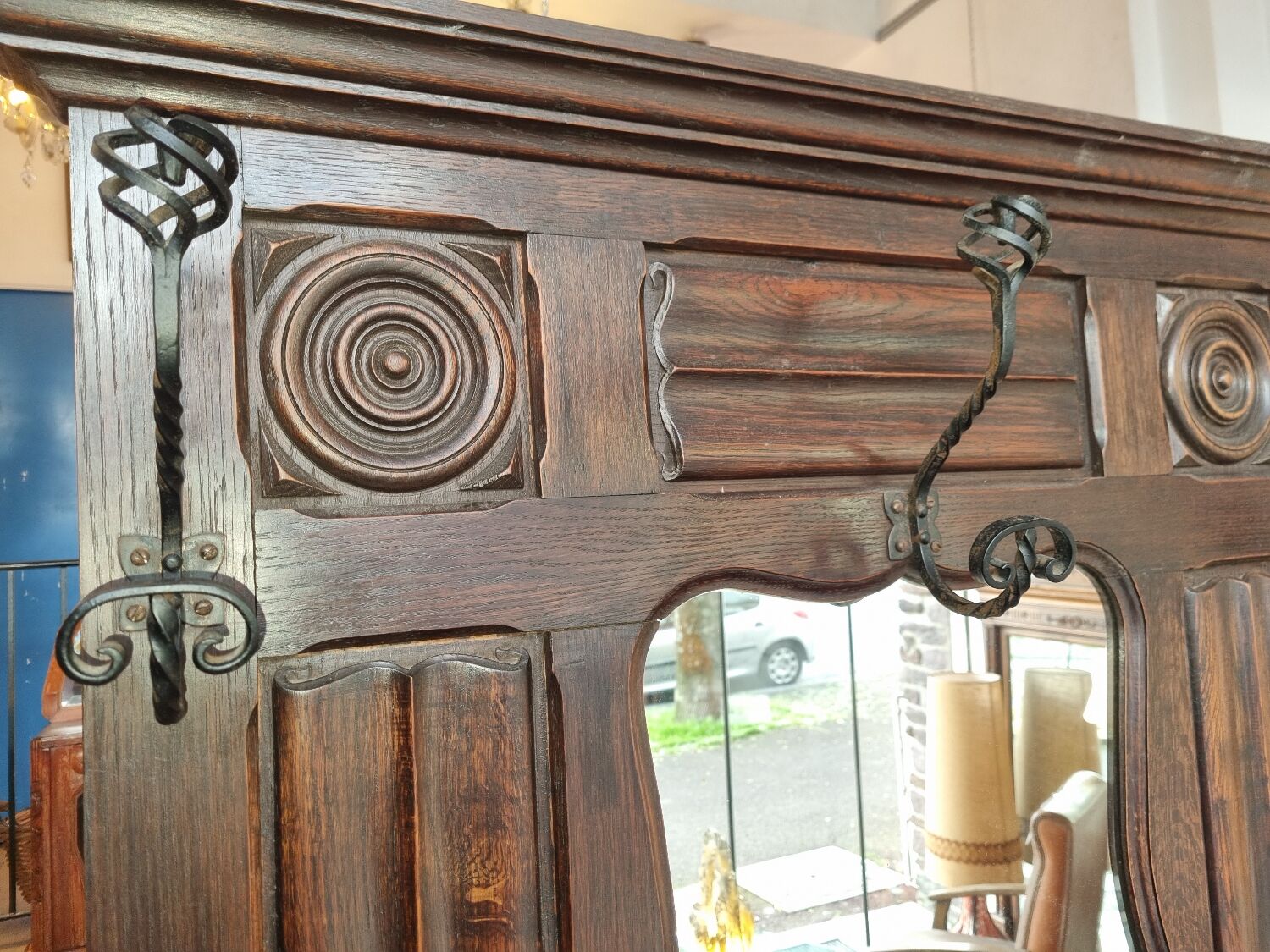 Breton carved wood cloakroom, 1930