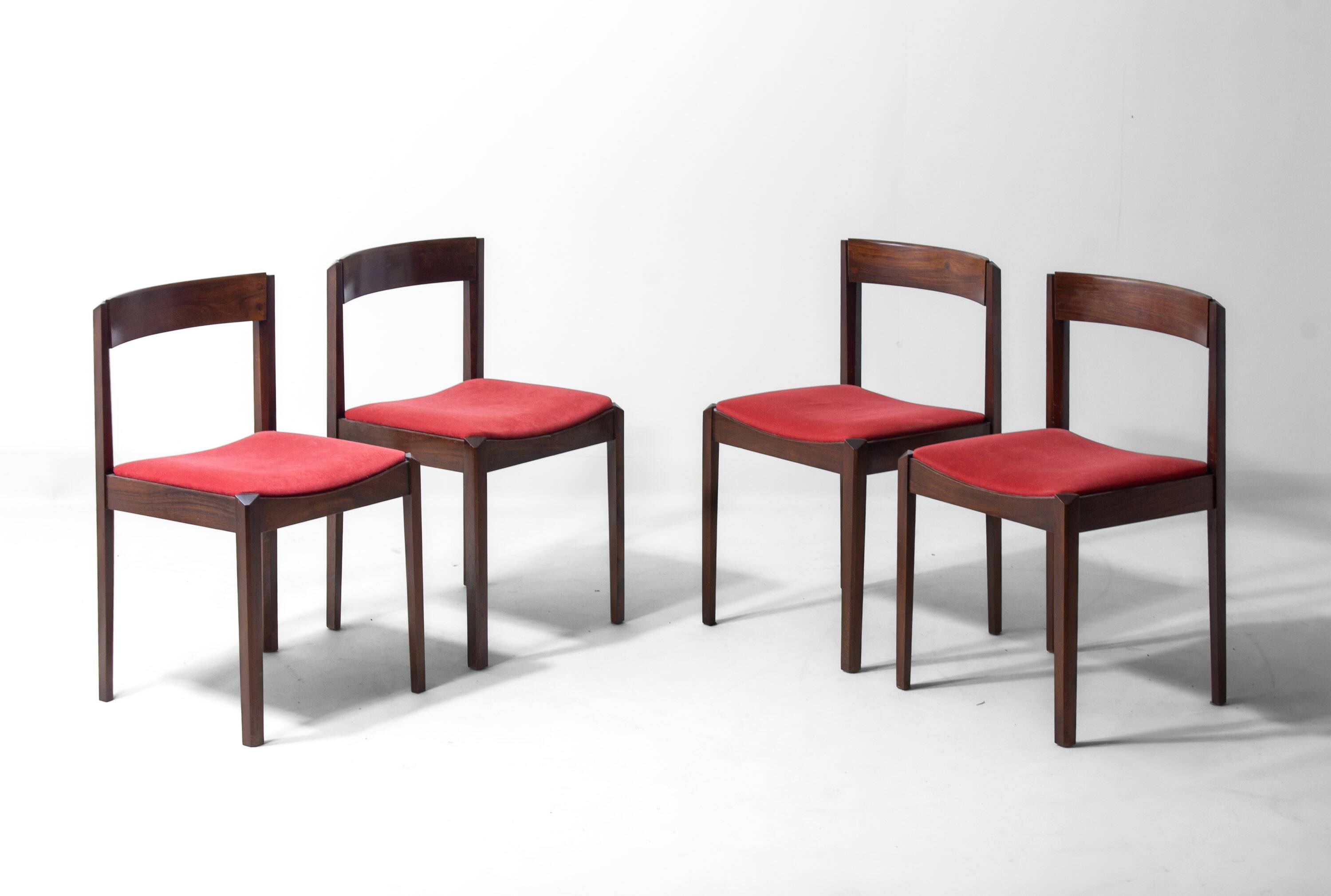 Set of 4 Dino Cavalli dining chairs in rosewood