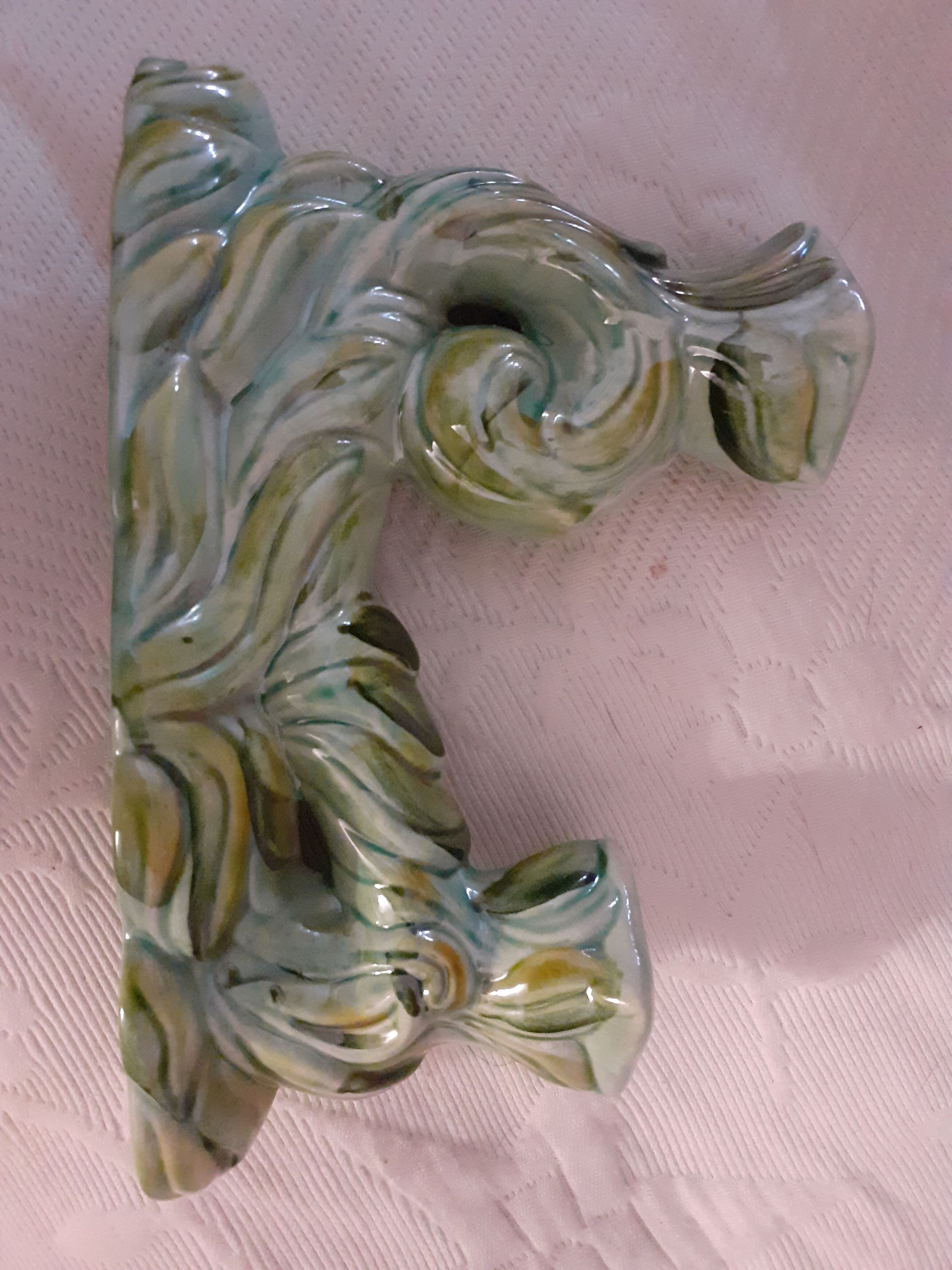 Bougeoir vert vintage en céramique