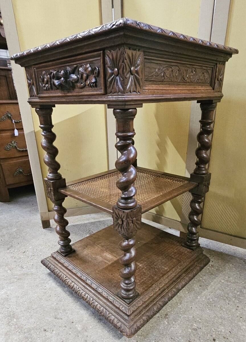 Renaissance style display table in solid oak
