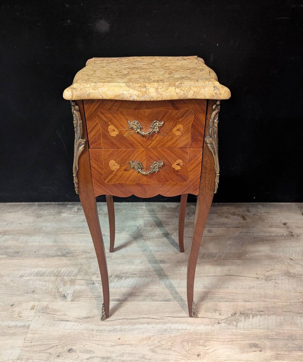 Pair of Louis XV Bedside Tables in Marquetry