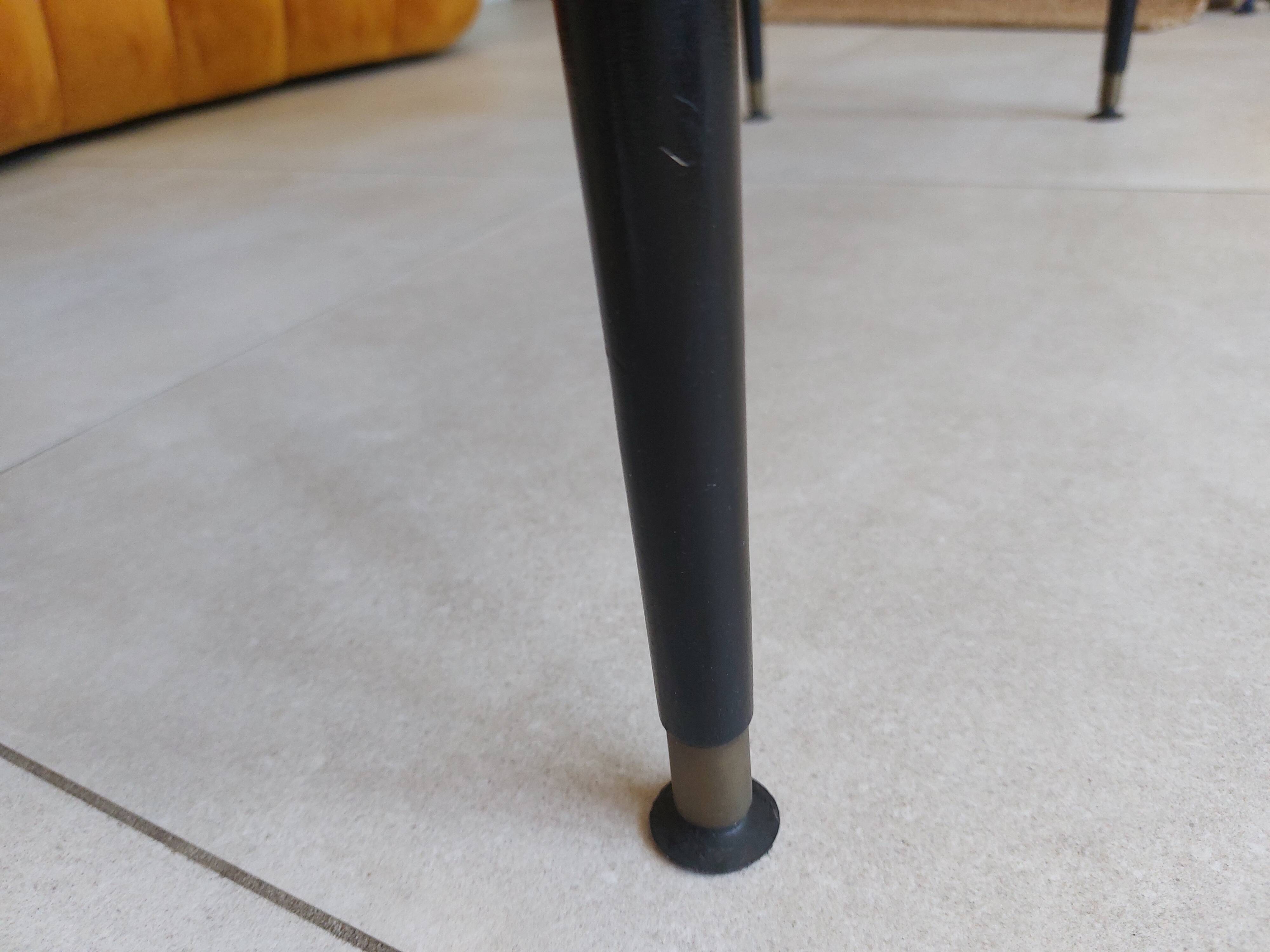 Japanese patterned coffee table, tapered legs and brass, vintage.