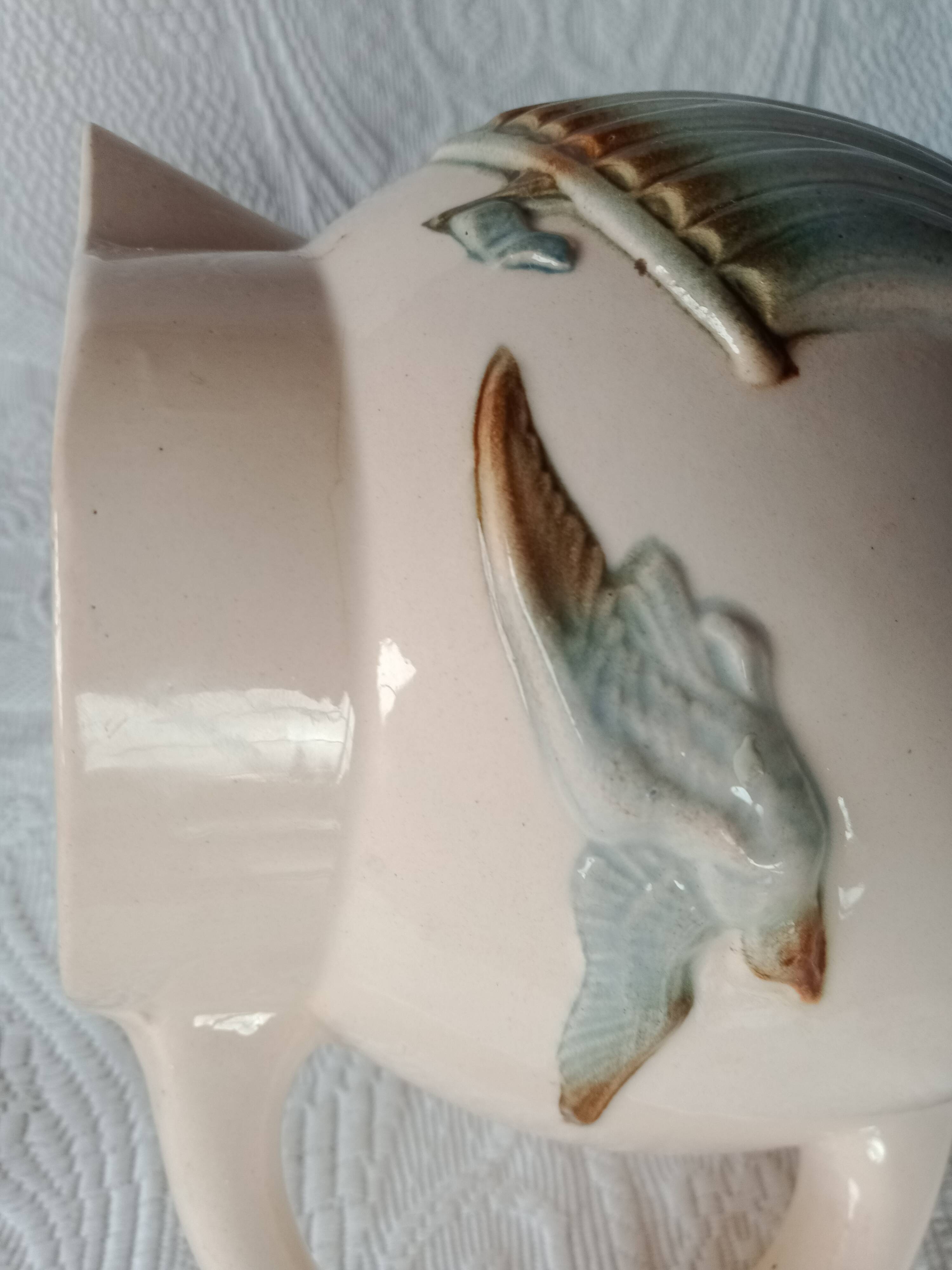 Pitcher jug - Digoin Sarreguemines - Sailboat on the waves and seagull
