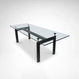 LC6 glass and metal dining table by Le Corbusier et al. for Cassina 1990s
