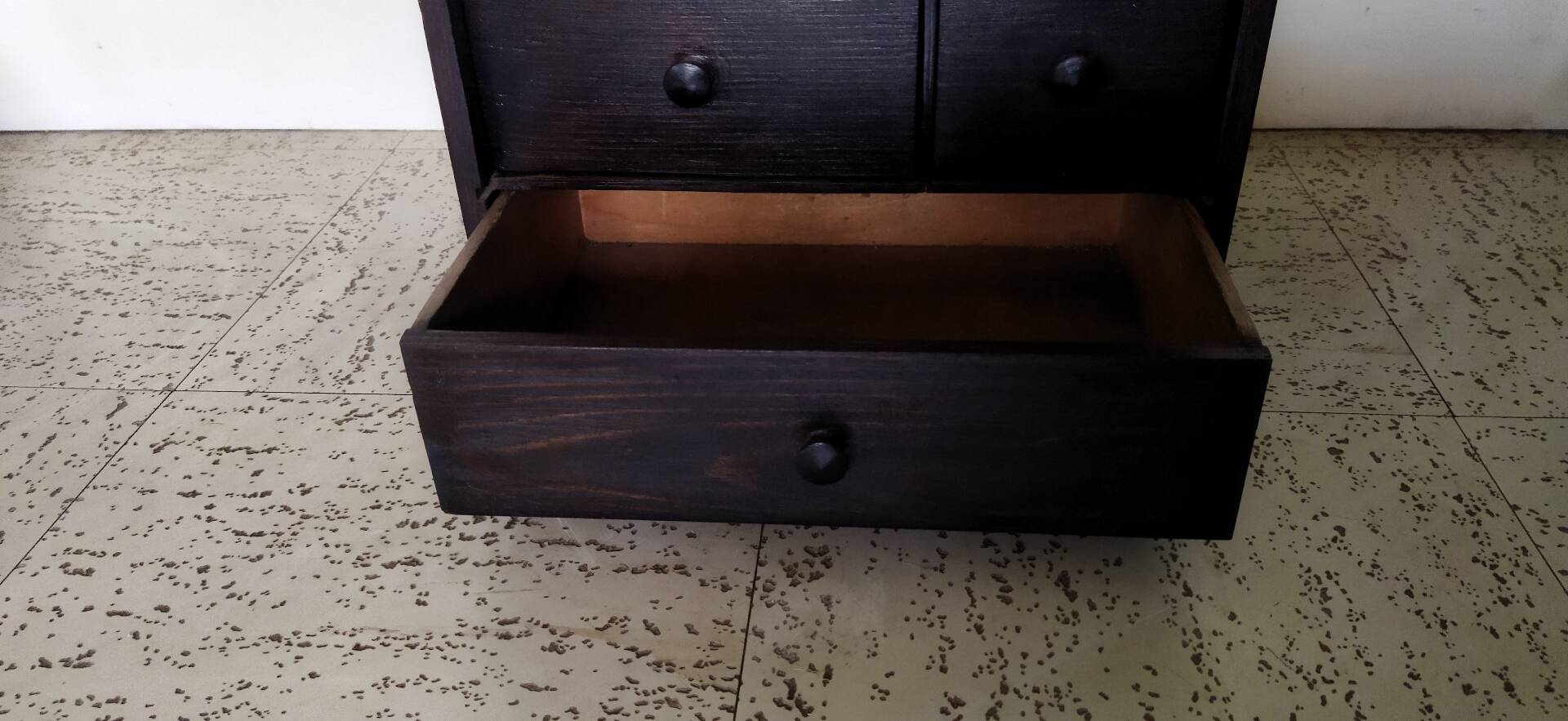 Authentic workshop furniture / Vintage watchmaker's layette in black wood