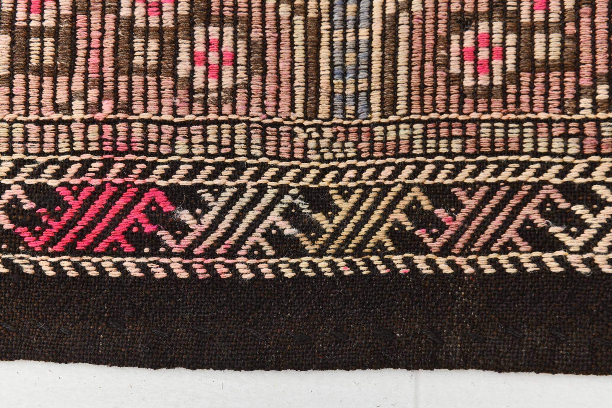 Blue Cream Persian Kilim Runner Rug, 95x313Cm