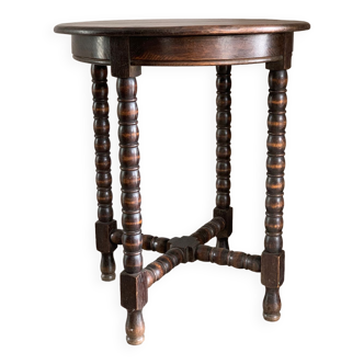 Beaded wood pedestal table