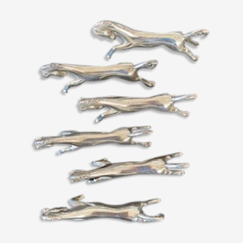 Set of 6-door silver metal horse knives