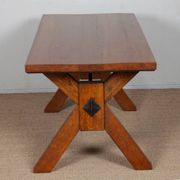Table de repas en chêne massif, travail français, 1960
