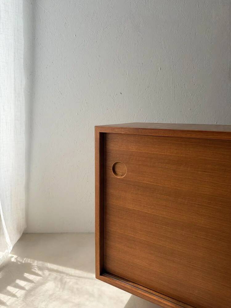 Danish mid-century teak sideboard with sliding doors