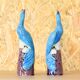 Paire de paons chinois en porcelaine turquoise du milieu du siècle, années 50