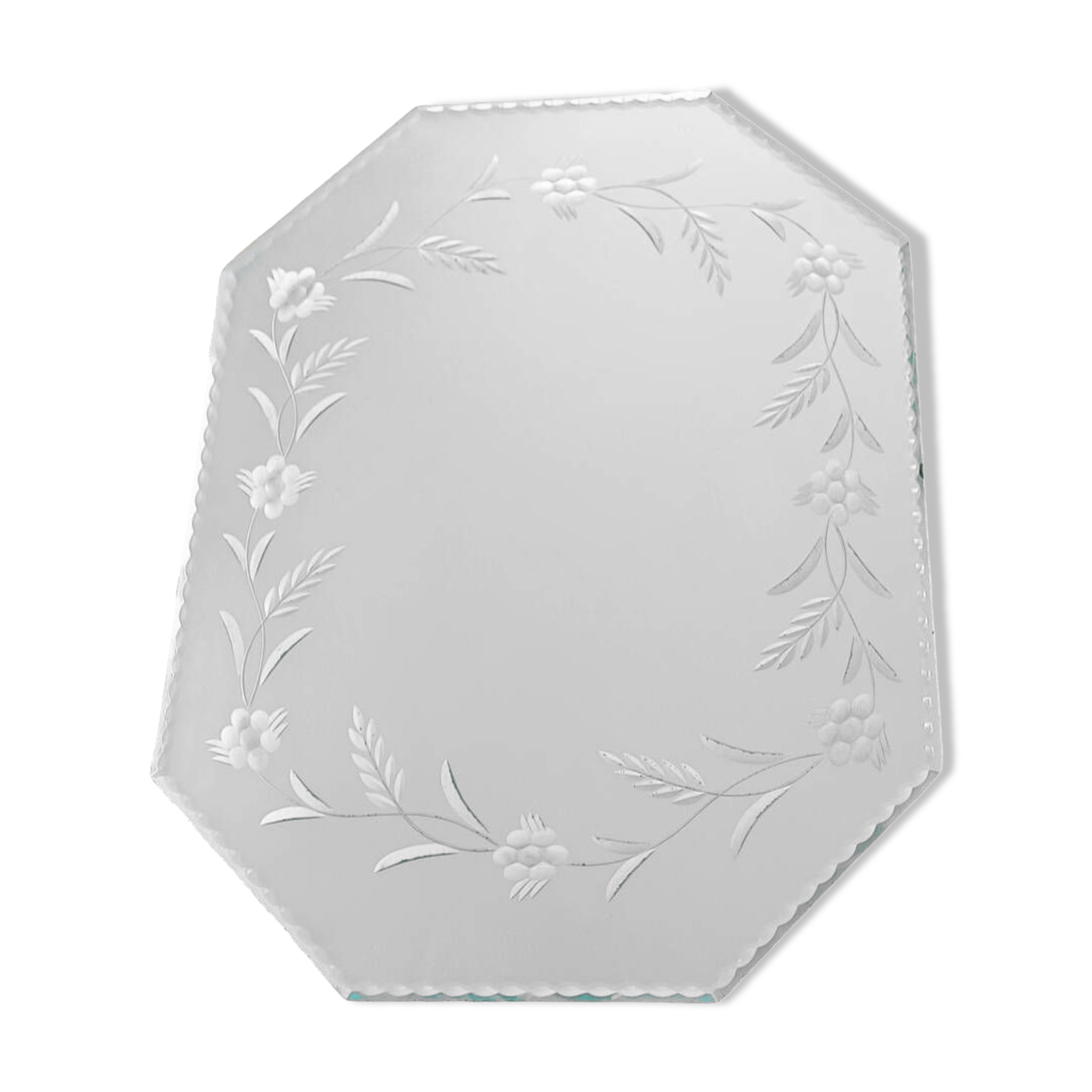 Beveled mirror with floral decor