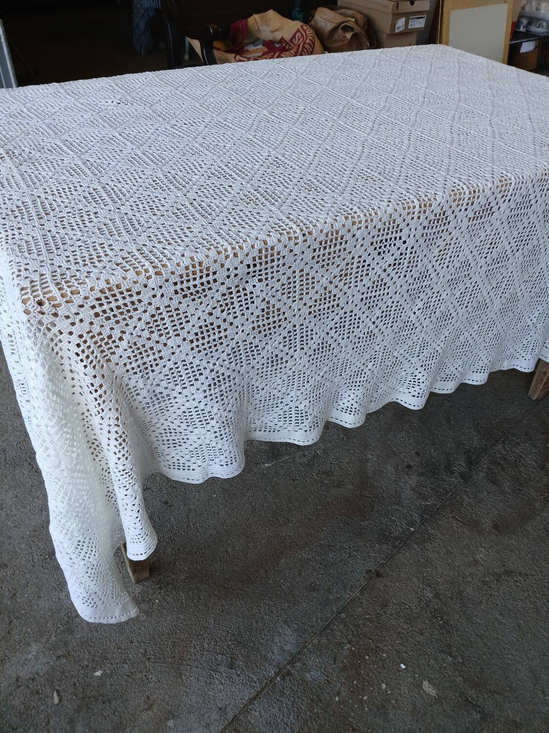 Handmade crochet antique bedspread